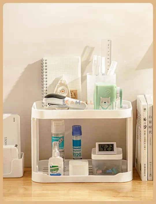 Organisateur de Maquillage à 2 Étages en Plastique 28 x 16 x 19 cm – Rangement Pratique pour Cosmétiques et Accessoires