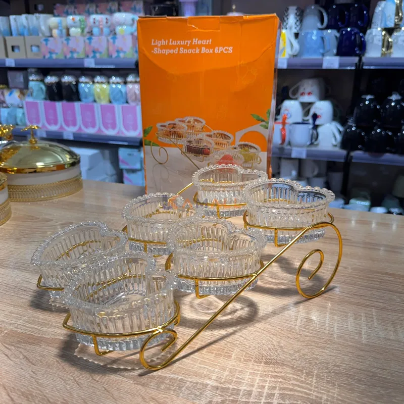 Lot de 6 Bols en Verre avec Support Métal