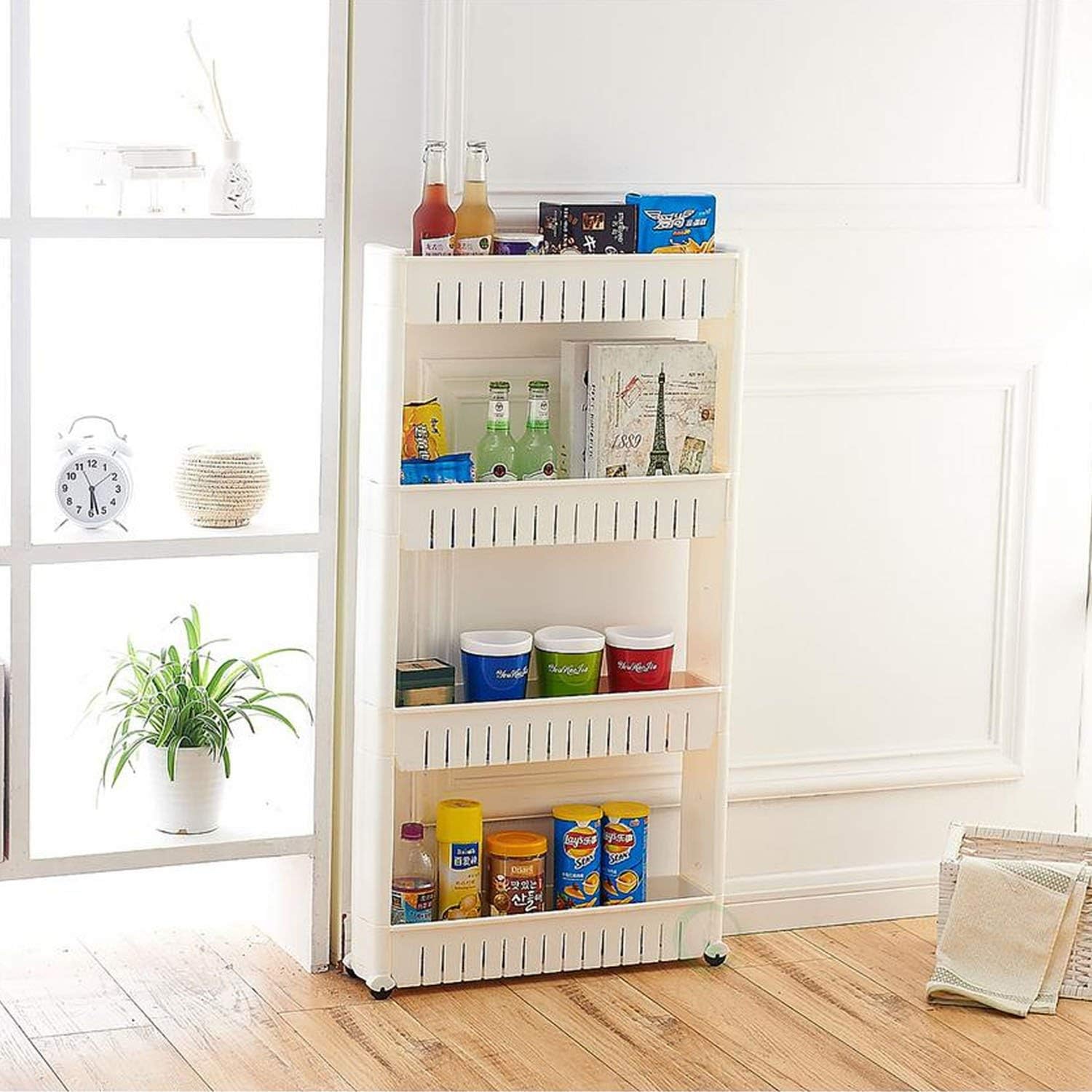 Étagère de rangement en plastique à 4 étages