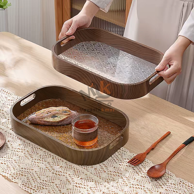 Plateau de service en plastique avec fond plexi 28 × 20 cm