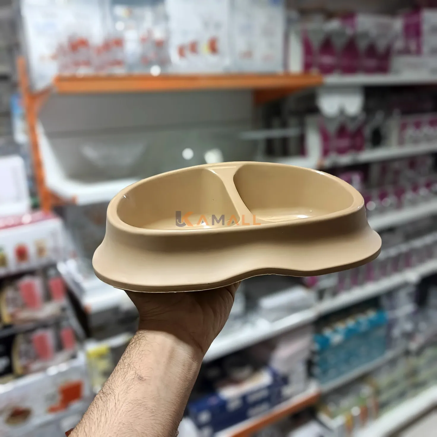 Gamelle Double en Plastique  – Bol de Nourriture pour Animaux avec Double Compartiment