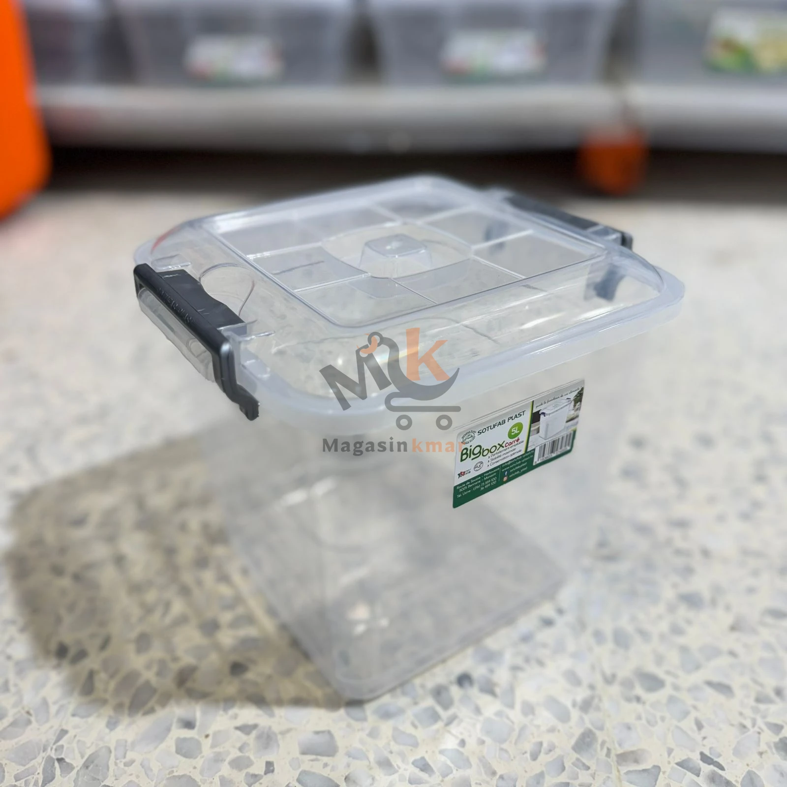 Boîte de rangement 10 L en plastique avec couvercle – Grande capacité et fermeture sécurisée