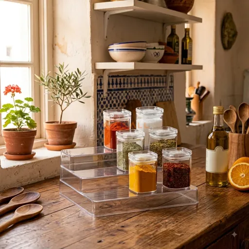 Étagère à Épices 3 Étages en Plexiglas  – Organisateur de Cuisine