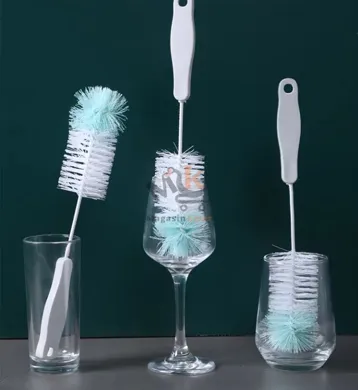 Brosse de nettoyage pour bouteilles et verres 36 cm – Manche en bois pratique