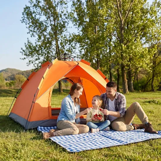 Tente 6 personnes 250 × 200 × 150 cm – Tente familiale en tissu pour camping
