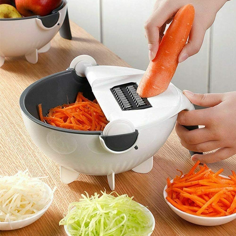 Trancheuse à légumes avec bac rotatif