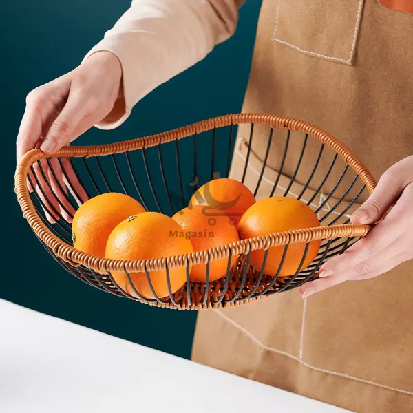 Corbeille ronde PM en métal 25 cm avec contour plastique – Panier rangement pratique