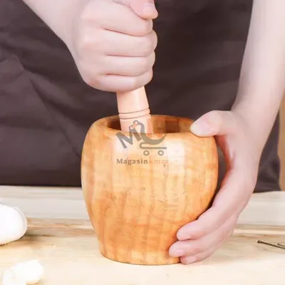 Mortier en bois 11 cm – Idéal pour épices et préparation traditionnelle