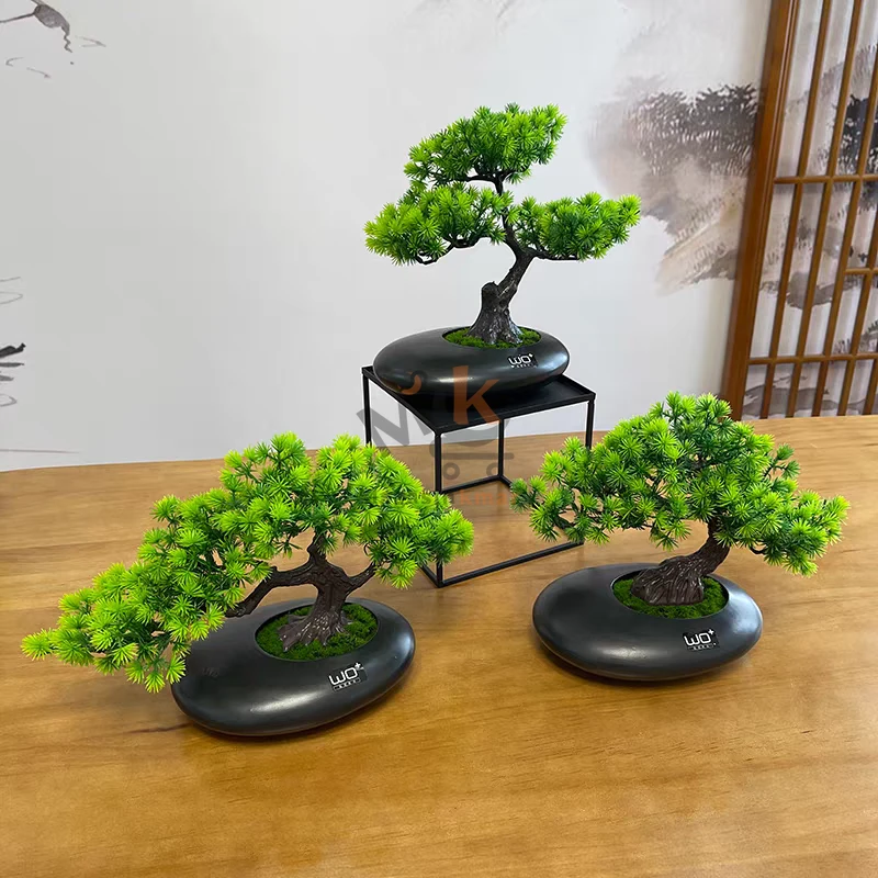 Plante artificielle verte forme arbre en plastique  – Décoration moderne pour maison et bureau