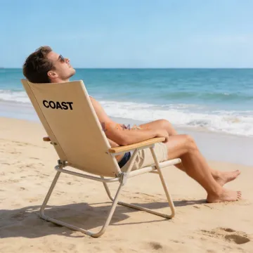 Chaise de Plage Pliante PM en Métal et Tissu – Fauteuil Portable pour Plage, Camping et Extérieur