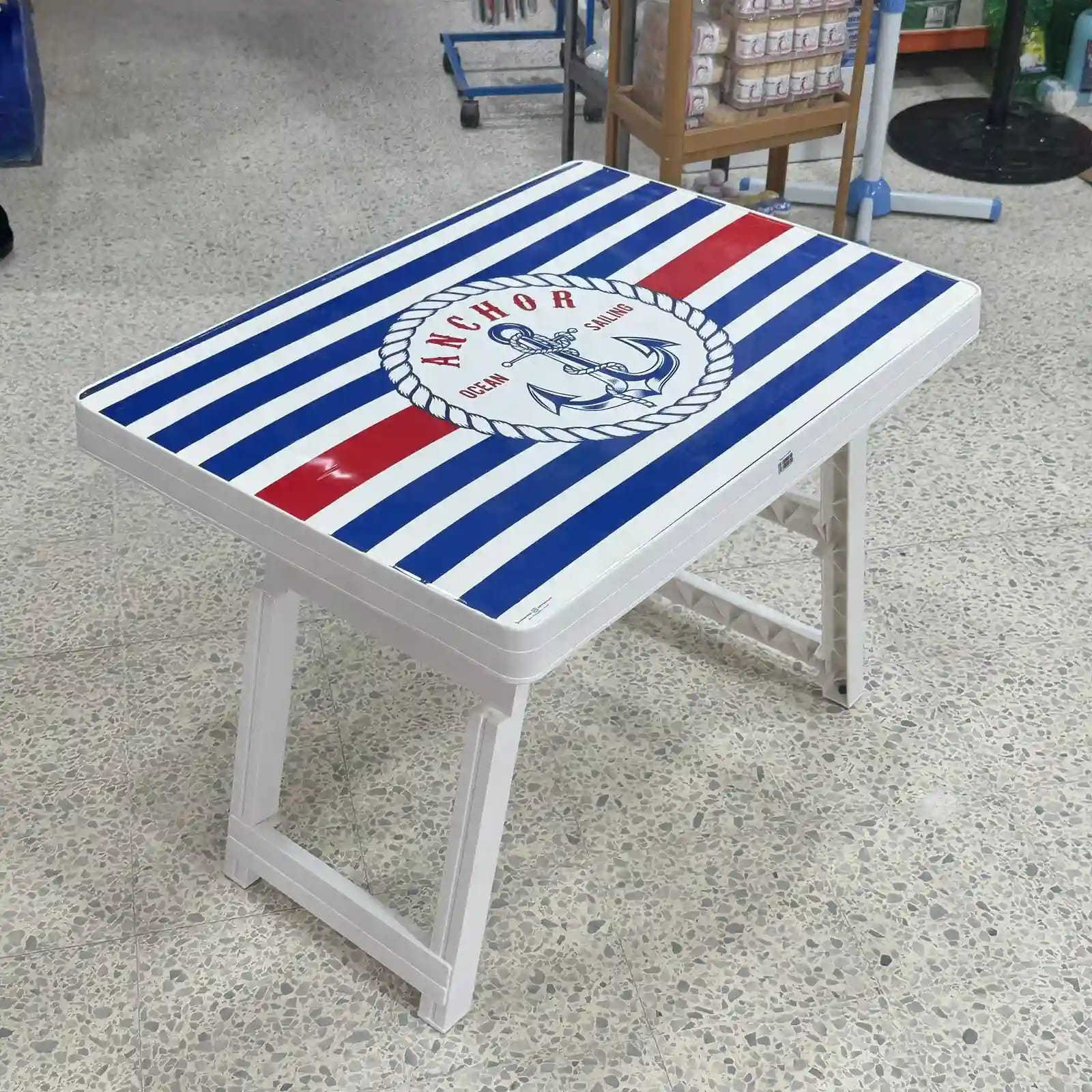Table Pliante Easy Motif en Plastique – 79 x 57 x 60 cm, table pratique et légère pour maison et extérieur