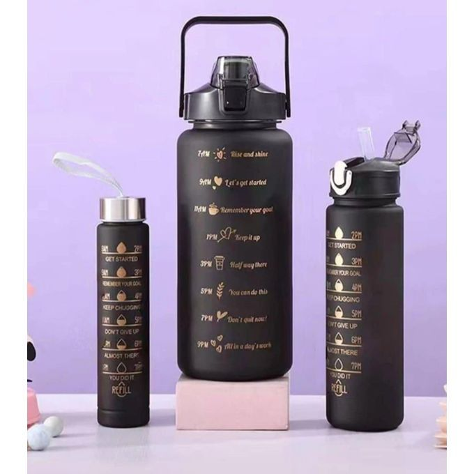 Lot de 3 Bouteilles d’Eau 2 L + 900 ml + 300 ml en Plastique Alimentaire