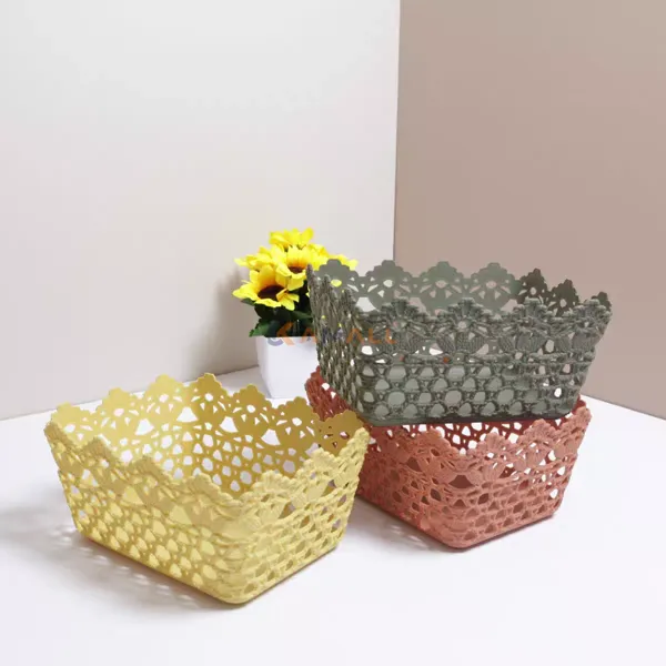 Corbeille Crochet Ronde en Plastique 20 cm – Panier de rangement pratique pour maison et cuisine