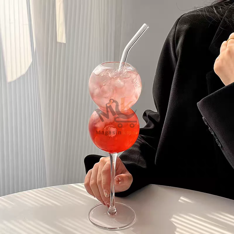 Verre 2 Bubble en verre 25 cm – Verre original pour boissons et décoration