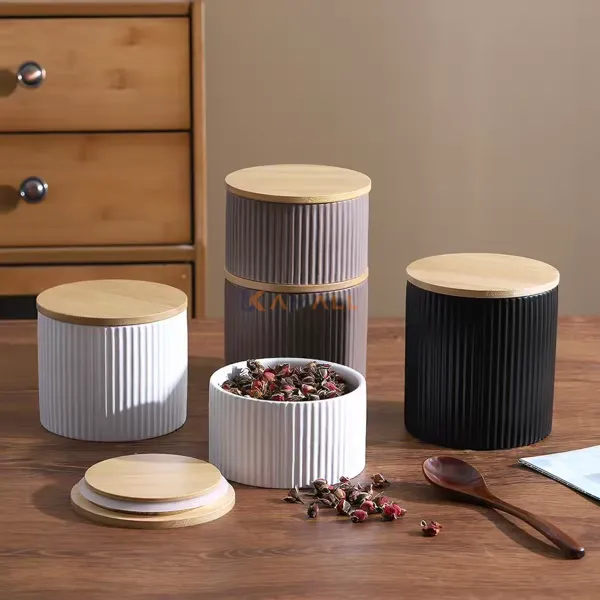 Set de 3 Boîtes de Conservation avec Couvercle en Bois