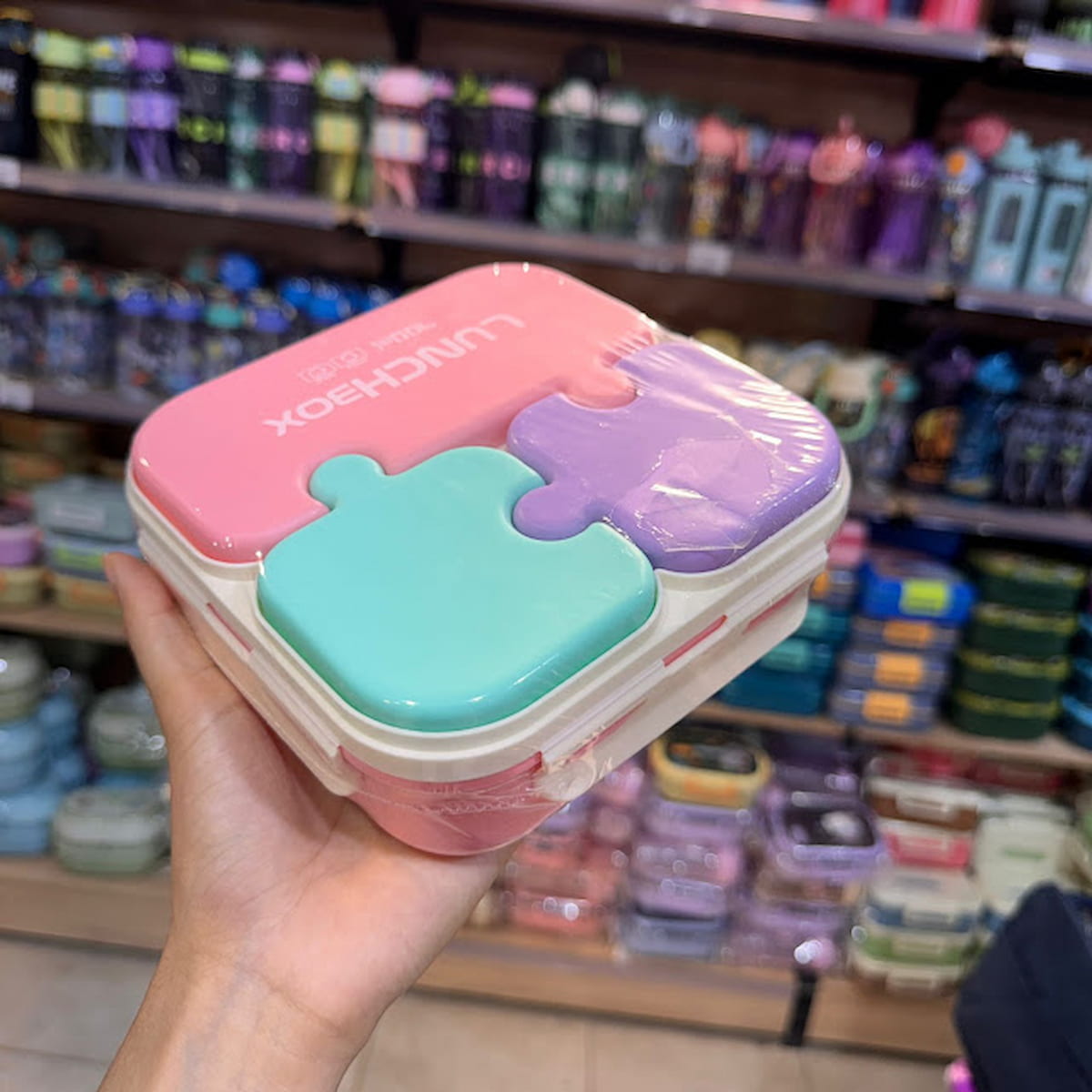 Lunch Box Puzzle 3 Compartiments avec Fourchette  en Plastique Alimentaire PP5