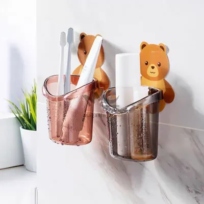Porte brosse à dents mural en plastique  – Support pratique salle de bain