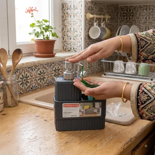 Distributeur de Savon Liquide avec Support Éponge