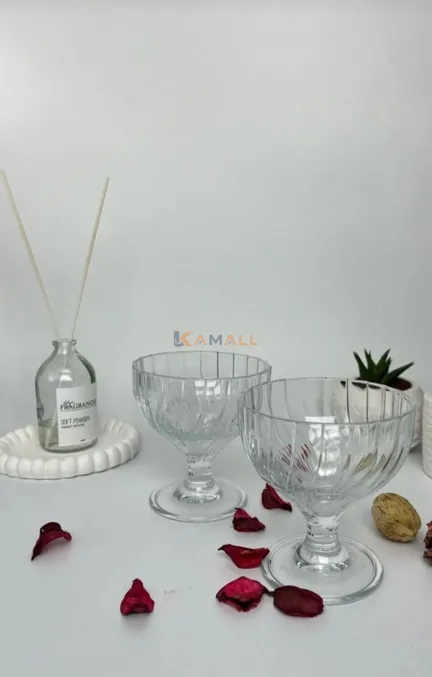 Lot de 2 Coupes à Glace en Verre 240 ml – Coupes à Dessert Élégantes pour Glaces, Fruits et Crèmes