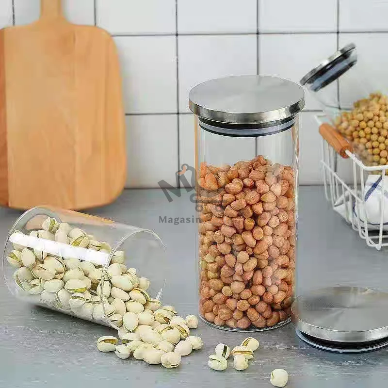 Porte -épices hermétique en verre avec couvercle en inox – 15,6cm